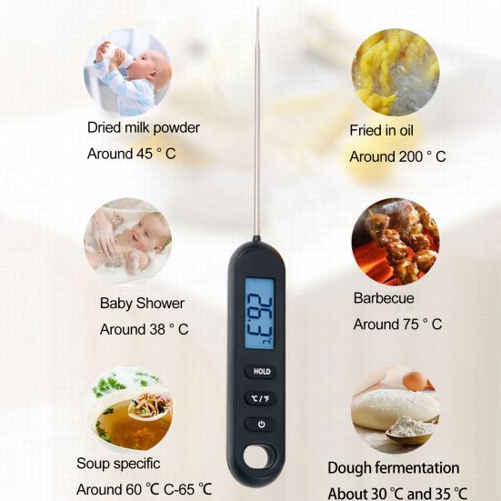 Пищевой термометр, чувствительный зонд, ЖК-дисплей, водонепроницаемый, высокая точность, мгновенное считывание, барбекю, мясо, молоко, электронный цифровой термометр, кухонные гаджеты