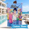 Custom Name KPop Demon Beach Towel Microfiber Beach Towel, Lightweight and Quick-Dry, for Summer Travel, Swimming Pool Gift