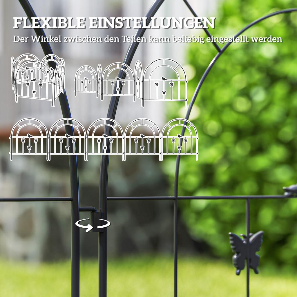Garden Fence Steel Fence 300 Cm X 70 Cm High Decorative Lattice Fence Set Fence Elements Black