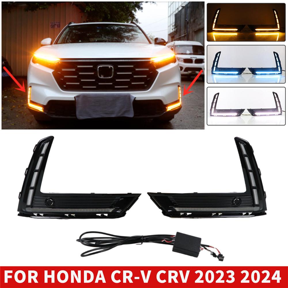 2PCS LED Daytime Running Light Fog Turn Signal Light For Honda CR-V 2023 2024