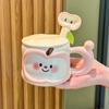 Милая керамическая кружка-яблоко с ручной росписью на день рождения с крышкой и ложкой, чашка для питья, подарочная коробка для девочек