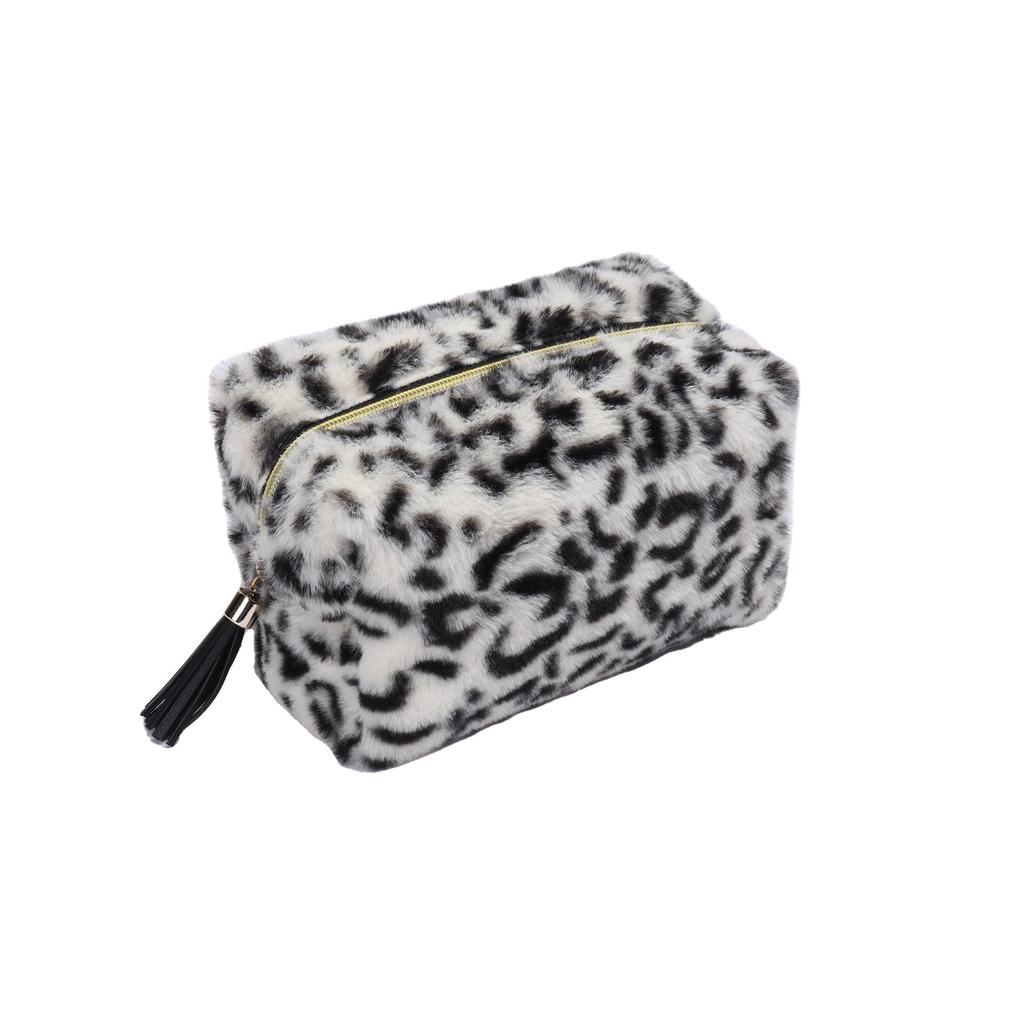 Высококачественная плюшевая косметичка с леопардовым принтом — большая вместимость и симпатичный дизайн для студенток