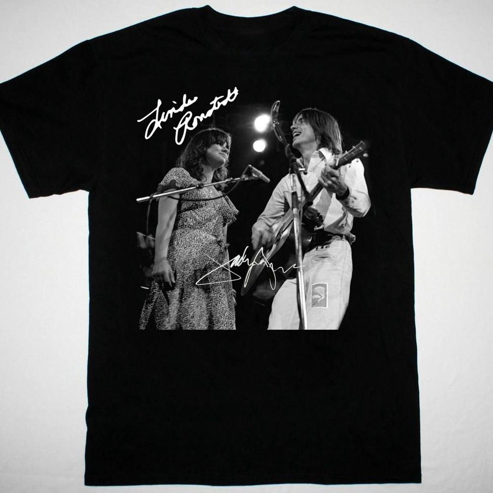 Jackson Browne Linda Ronstadt in concert siganed T-shirt black Tee S-5Xl