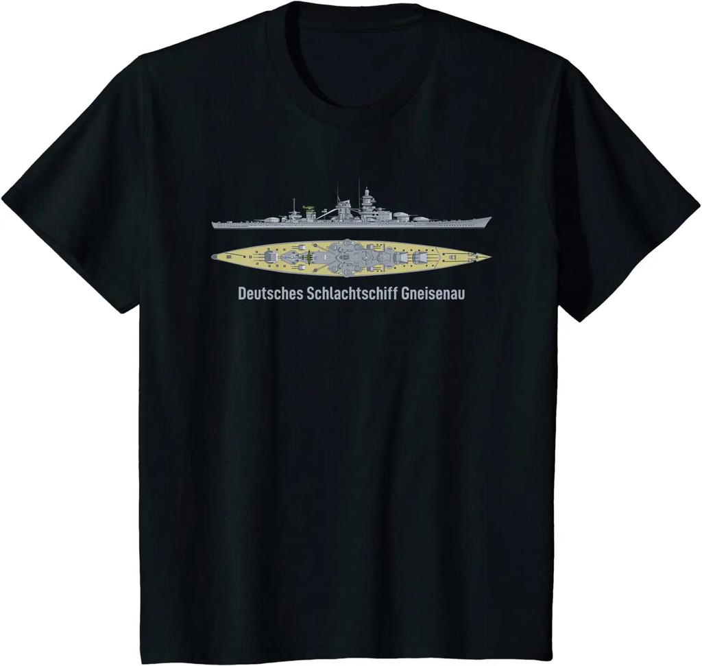German Battleship Gneisenau WW2 German Naval Warships T-Shirt 100% Cotton O-Neck Summer Short Sleeve Casual Mens T-shirt