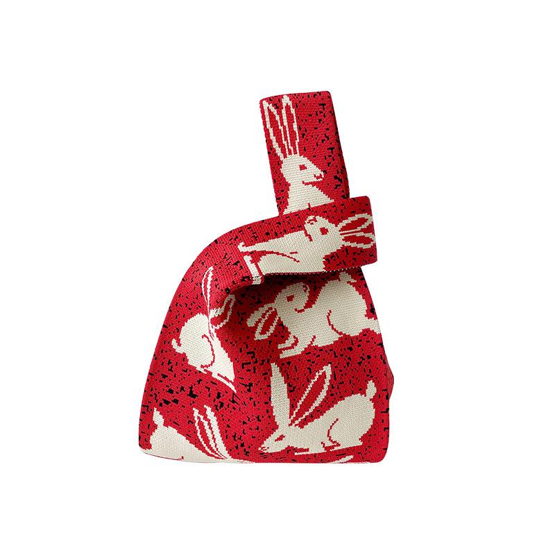 Вязаная сумка через плечо с кроликом, ручная сумка большой емкости с подарочной сумкой для рук