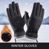 Men Winter Waterproof Coldproof Ski Gloves Outdoor Sports Cycling Motorcycle Touchscreen Fleece Gloves Non-slip Warm Soft Fluff