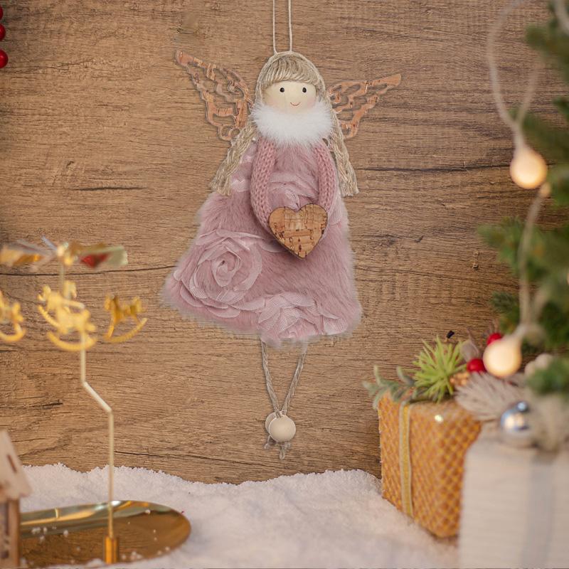 1 шт. подвесное украшение на рождественскую елку с деревянными полыми крыльями рождественская кукла-ангел