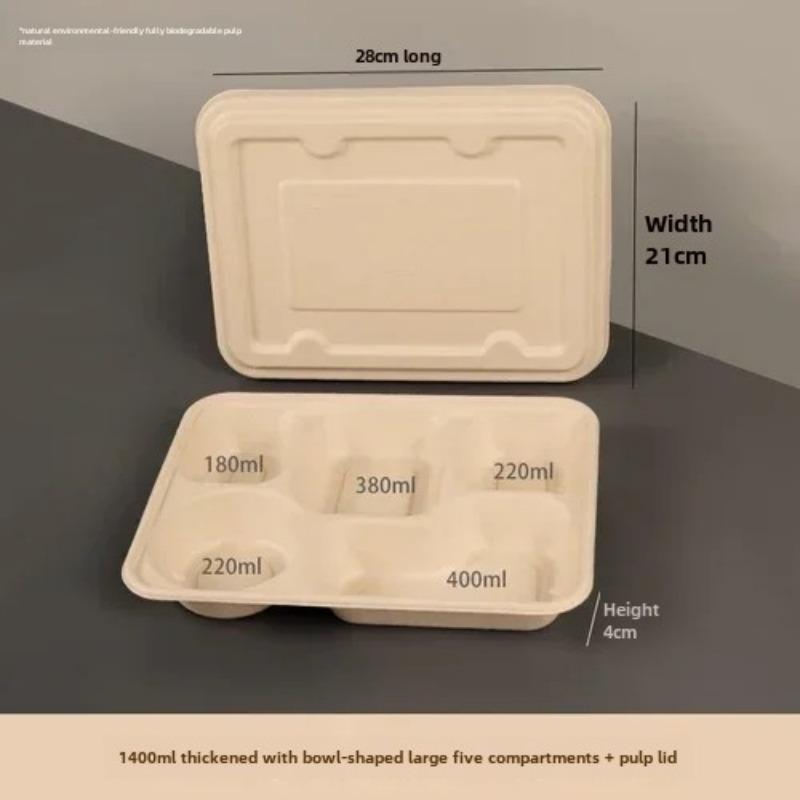 10 шт. одноразовая разделенная упаковочная коробка для доставки большой емкости многосетчатые бумажные ланч-боксы экологически чистые микроволновые целлюлозы