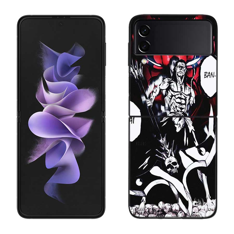 BLEACH Zaraki Kenpachi Phone Case For Samsung Z Flip 7 6 5G Galaxy Z Flip 5 4 3 Black Hard Cell Cover Luxury PC Shell Coque
