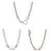 Authentic 925 Sterling Silver Me Link Snake Chain Pattern Circular Clasp Necklace For Women Bead Charm Diy Fashion Jewelry