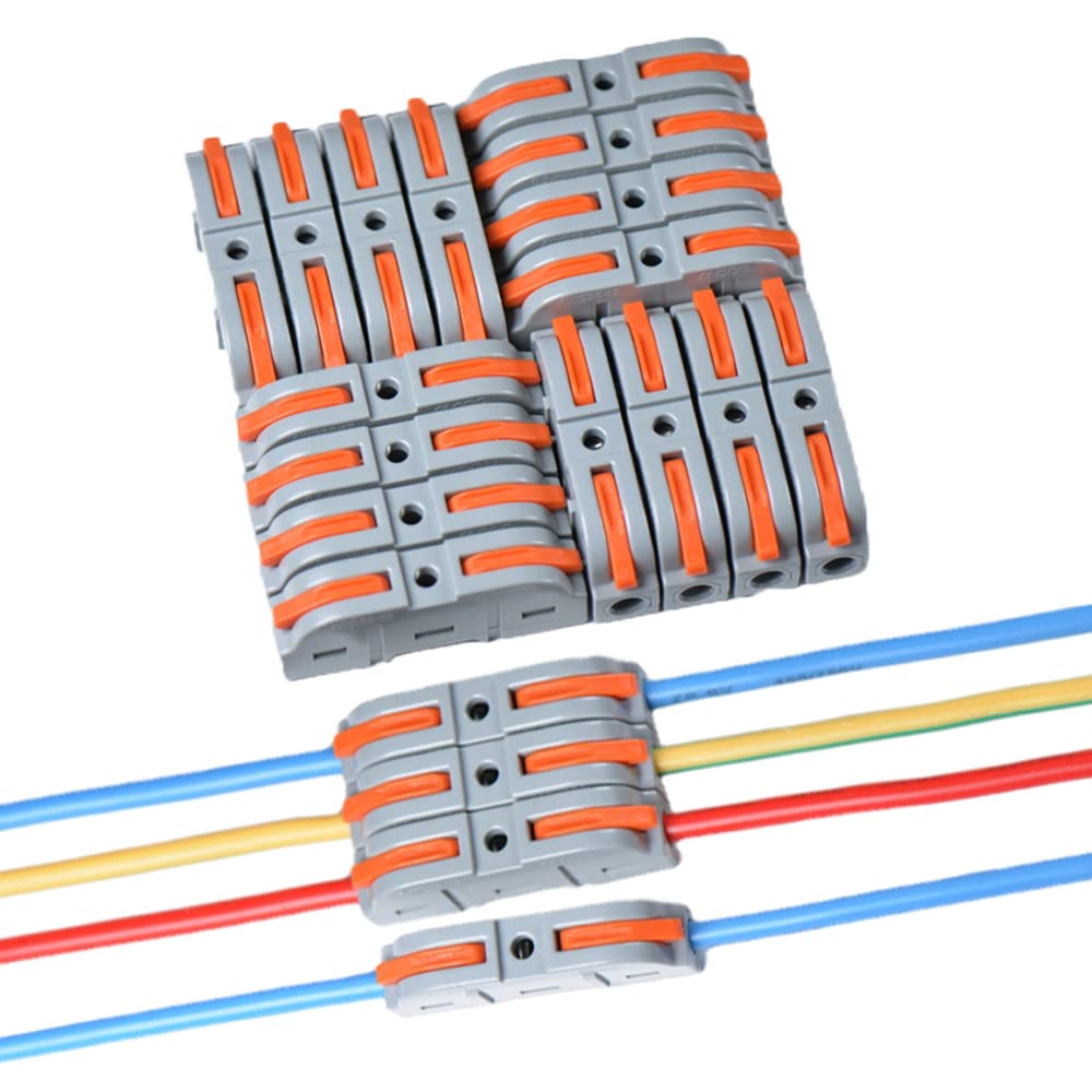 20/50PCS Lever Wire Connectors 1 To 1 Inline Electrical Connector Compact DIY Splicing Connectors Butt Terminals For Quick Connect 28-12 AWG