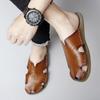 Мужские нескользящие тапочки для улицы, новые легкие кожаные сандалии, летняя мужская обувь, дышащие мужские тапочки в стиле ретро в римском стиле, обувь для ходьбы