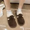 Туфли на толстой подошве Peas Туфли на мягкой подошве Plush Туфли женские Plush Velvet Cotton Туфли осень и зима Retro Brown Lazy Shoes