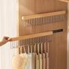 Wooden Wall Hanging With Telescopic Drying Rack With Stainless Steel Hook Pull-Out Space Saving Underwear Tank Top Organizer