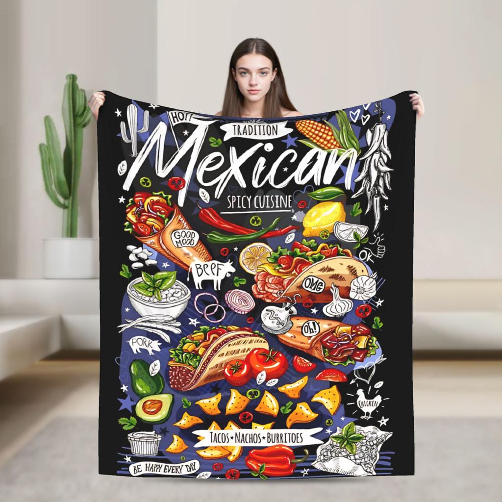 Fast Food Mexican Nachos Burritos Tacos Blanket Cover Snack Throw Blankets Bedroom Sofa Quilt Soft Warm Bedspread Multi-function