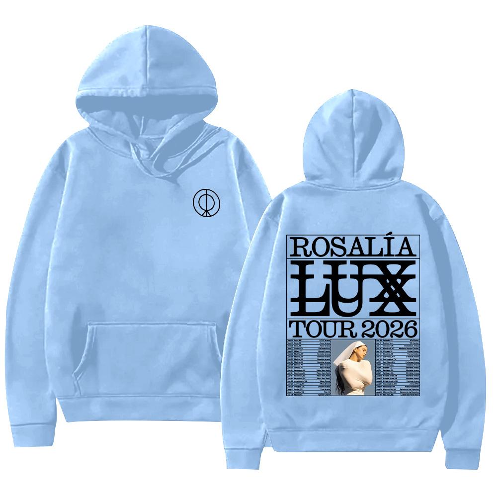 Худи с вырезом Rosalía LUX Худи Rosalía Lux Тур в поддержку альбома Новая одежда с принтом Хип-Хоп Мужская Женская High Street Лонгслив Повседневный Y2K