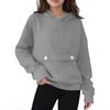 Children's Oversized Pullover Long-Sleeve Hooded Sweatshirt With Button Pockets In Solid Color