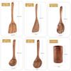 Desirable 5-Piece Kitchen Utensil Set, Made from Natural Acacia Wood, Carved from a Block of Wood, No Glue, Includes Rice Paddle, Spatula, Turner, Ski