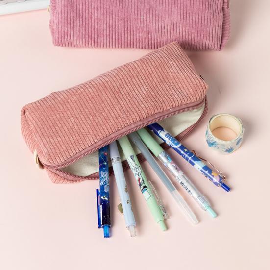 Вельветовый пенал Мягкий маленький органайзер для карандашей на молнии Многофункциональная дорожная косметичка для девочек