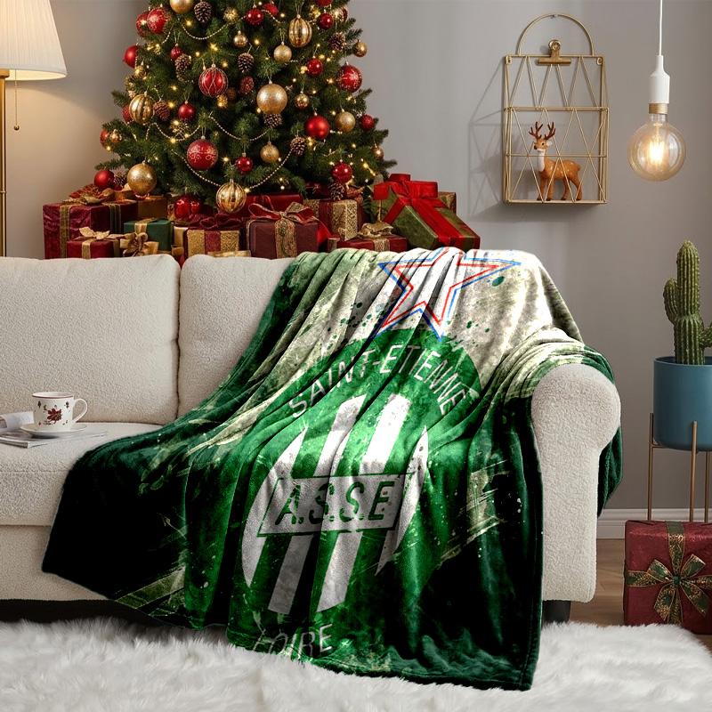 Saint-etienne Football Club Throws Blanket Flannel Blankets Plush for Couch Bed Gifts for Men Women Travel picnic blanket Christmas fan gifts