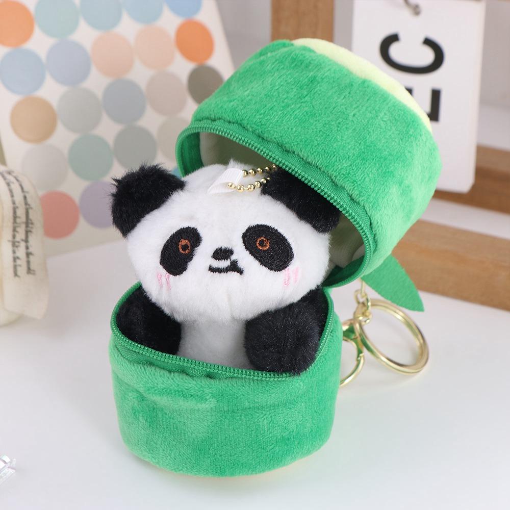 Плюшевый Набивной Кавайный Подвеска в виде Животного Милый Панда с Бамбуковой Трубкой Брелок Модный Унисекс
