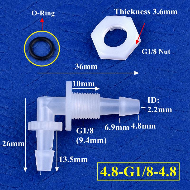 5~200pcs M6~G1/2 To 2.4-11.1mm PP Pagoda Elbow Connector+Nut O-Ring Irrigation Aquarium Tank Adapter Irrigation Water Hose Joint