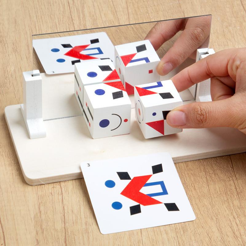 Geometric Puzzle Wooden Blocks Kid Thinking Skills Enhancer Activity Parentchild