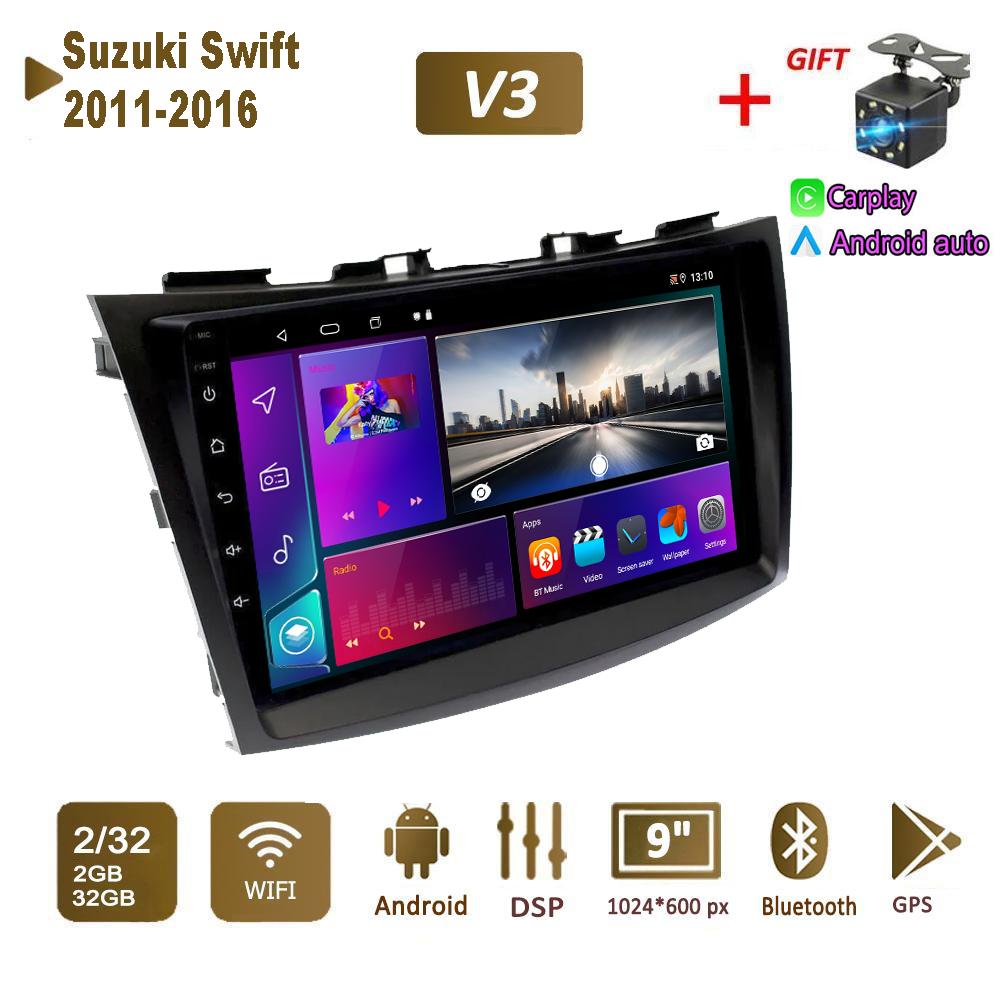 Android Car Radio Stereo для Suzuki Swift 2011-2016 GPS-навигация 2DIN 4-ядерный мультимедийный проигрыватель Carplay Autoradio 4+64 ГБ