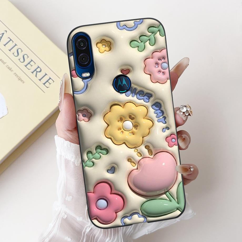 Чехол для телефона Motorola One Vision One Macro Задняя крышка Motorola P50 Мягкий матовый силикон Тонкий Fundas Милый панда кролик цветок