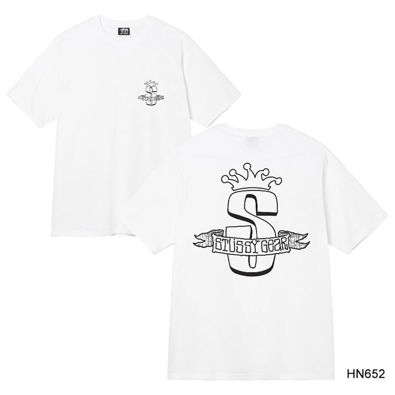 Stussy Летняя новая футболка из высококачественного хлопка с круглым вырезом для мужчин и женщин 2025 года, классический логотип с новым рисунком, парная футболка