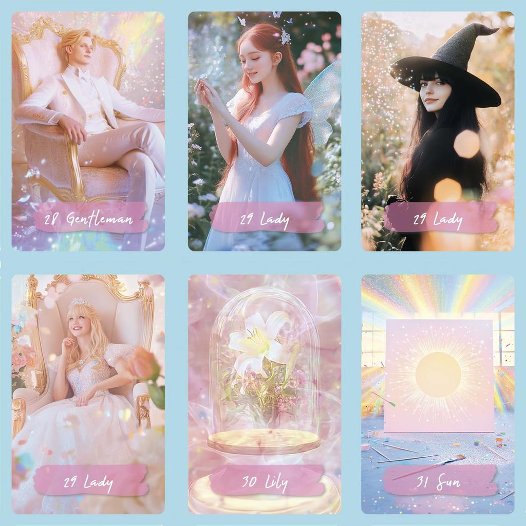 [Officially Imported, Limited Quantity] Girl's Dream Lenormand | Lenormand Cards, 49-Piece Set [Includes Drawstring Pouch] | 56 X 87mm Black Cardstock