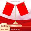 Small Red Table Flag with Metal Stand - Ideal for Office, Meetings, and Decorations