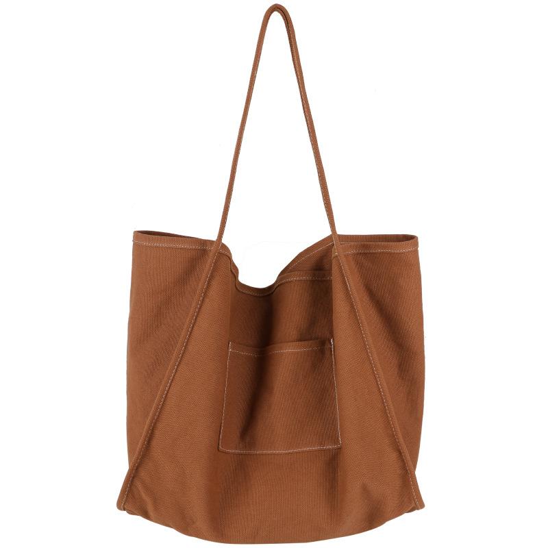 Однотонная женская сумка All-in-one, холщовая сумка на одно плечо, большая вместительная сумка для покупок, сумка на одно плечо