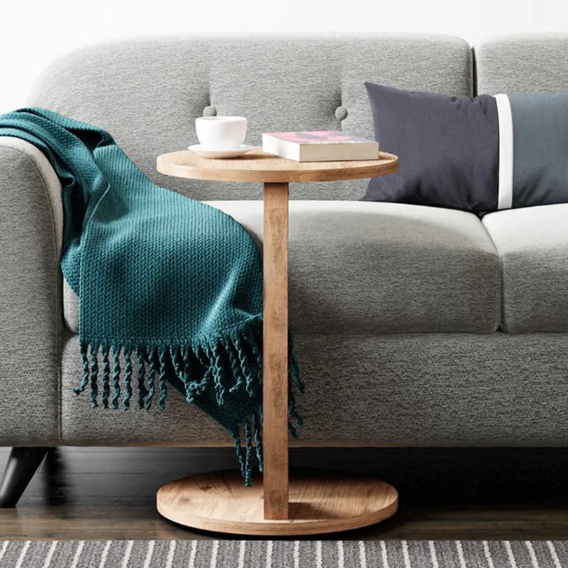 Кофейный столик на колесиках C, Мобильный передвижной диванный чайный столик для гостиной и спальни, Орех (E1 Эко Безопасный)