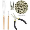 Hair Extension Tool Kit includes extension pliers crochet hook bead stringer and nano ring for making styling accessories