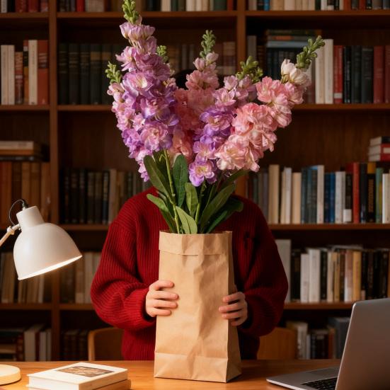 Faux Larkspur Pick Realistic Artificial Larkspur Blooms with Leaves Fake Larkspur Sprig for Home