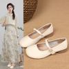 Одиночная обувь женская весна и лето мелкий вырез сто круглый носок французский ретро китайский сочетающийся с юбкой туфли Мэри Джейн