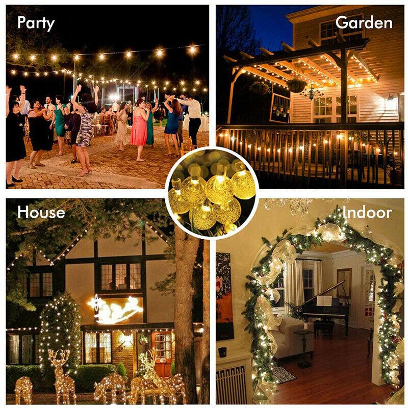 Наружные гирлянды 6 м 30 светодиодных ламп на солнечных батареях Водонепроницаемая солнечная энергия Сказочный свет для патио, вечеринки, двора, сада, свадьбы, пейзажного украшения