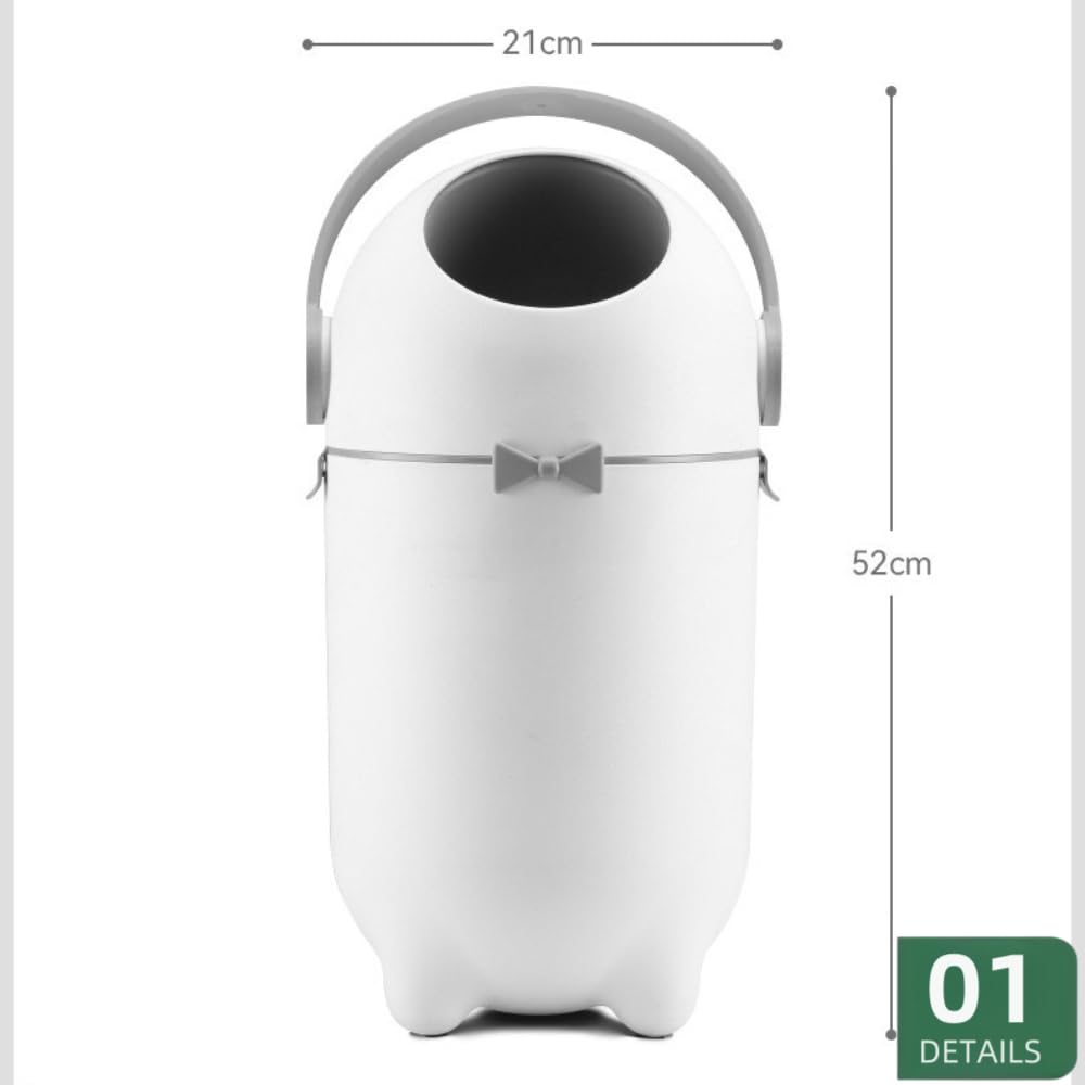 ShineLuxe Diaper Pail, Diaper Trash Can with Deodorizer, Compact Multipurpose Trash Can - Off-White