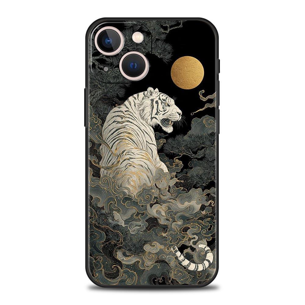 Чехол для телефона iPhone 17 16e 15 14 13 12 11 Pro Max SE 7 8 Plus Оболочка iPhone 16 Мягкий ТПУ Чехол Животное Белый Тигр