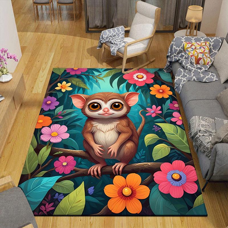 1pc Cute monkey Design Area Rug - Soft, Anti-Slip, and Durable Gaming Room Decor for Bedroom