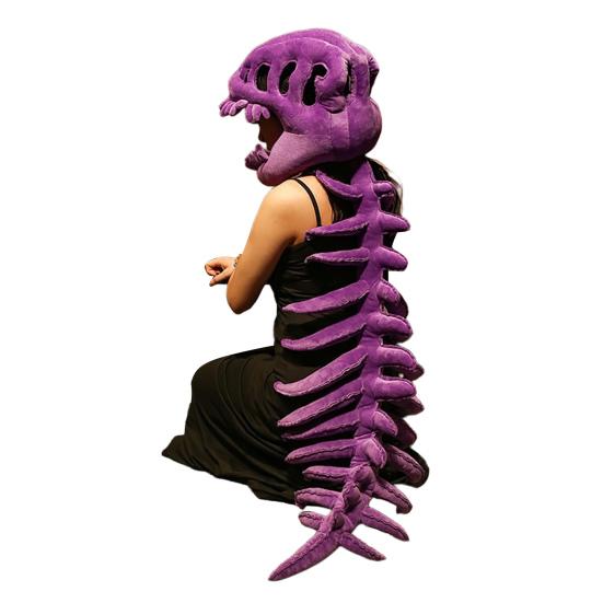 Комплект костюма скелета динозавра Реалистичный плюшевый наряд динозавра с деталями позвоночника Повязка на голову Забавный аксессуар для костюма динозавра