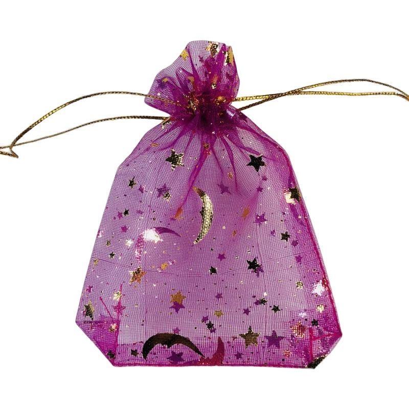 100PCS Stars & Moon Design Organza Sheer Gauze Element Jewelry Bags Tulle Fabric Wedding Gift Bags Sachet OrganzaGift Bag