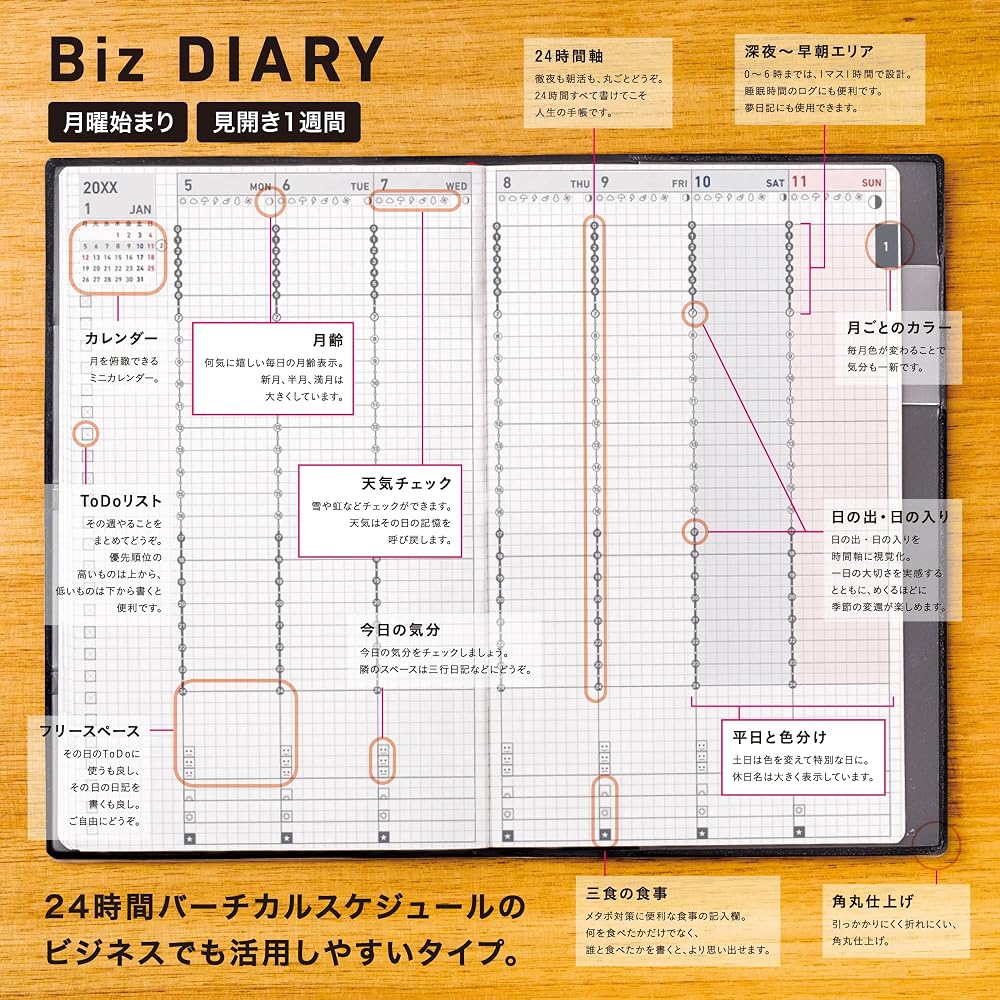 Kokuyojibun Notebook Biz 2026 Spring Monthly Weekly A5 Slim Matte Black Ni-JB1D-264 Starting 2026/3