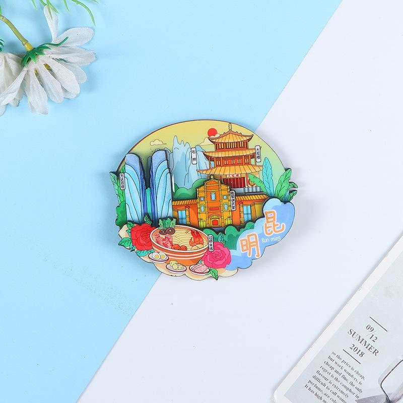 Национальный город Живописный Мультяшный Деревянный Эпоксидный Магнит на Холодильник