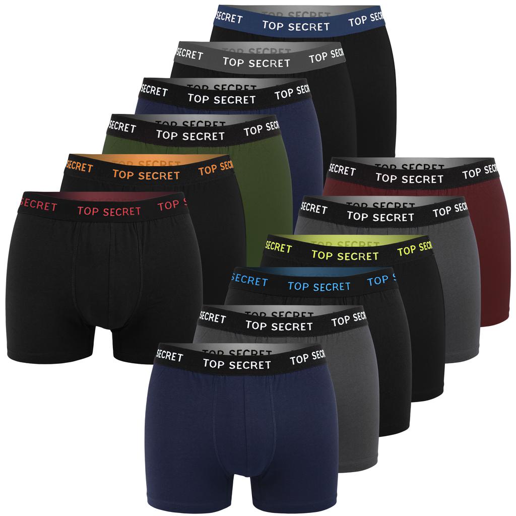 Top Secret Men's Cotton Boxer Shorts 12 Pack