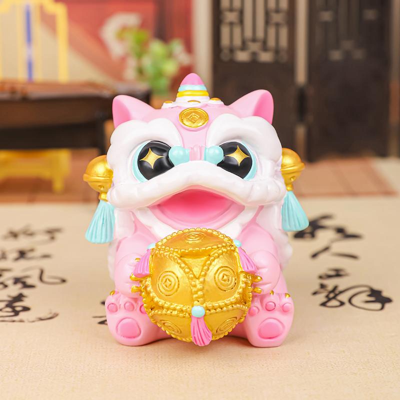 Милая мини-фигурка львов, танцующих удачу, статуэтка львов, танцующих год, китайский стиль, маленькое украшение на удачу