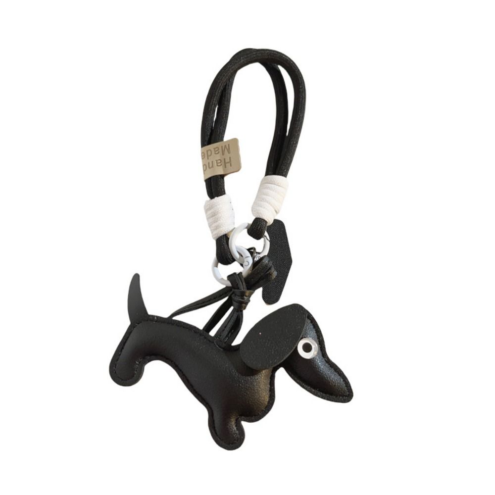 Braided Lanyard Dachshund Dog Keychain PU Leather Car Key Accessories Car Key Ring