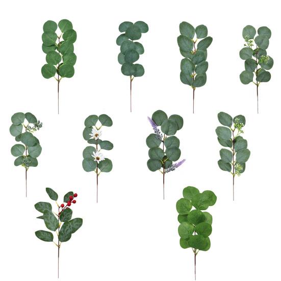 1 букет, искусственное растение без полива, многоразовое цветостойкость, отличные декоративные искусственные листья эвкалипта, стебли для гостиной