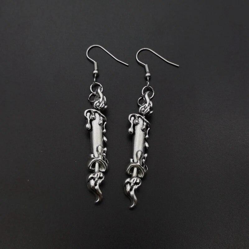 Металлические серьги-подвески в стиле панк-хип-хоп с бабочкой, черепом и цветком для мужчин и женщин, модные серьги в виде рок-креста, меча, сердца и пламени, ювелирные изделия